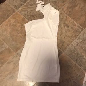 White one shoulder mini dress